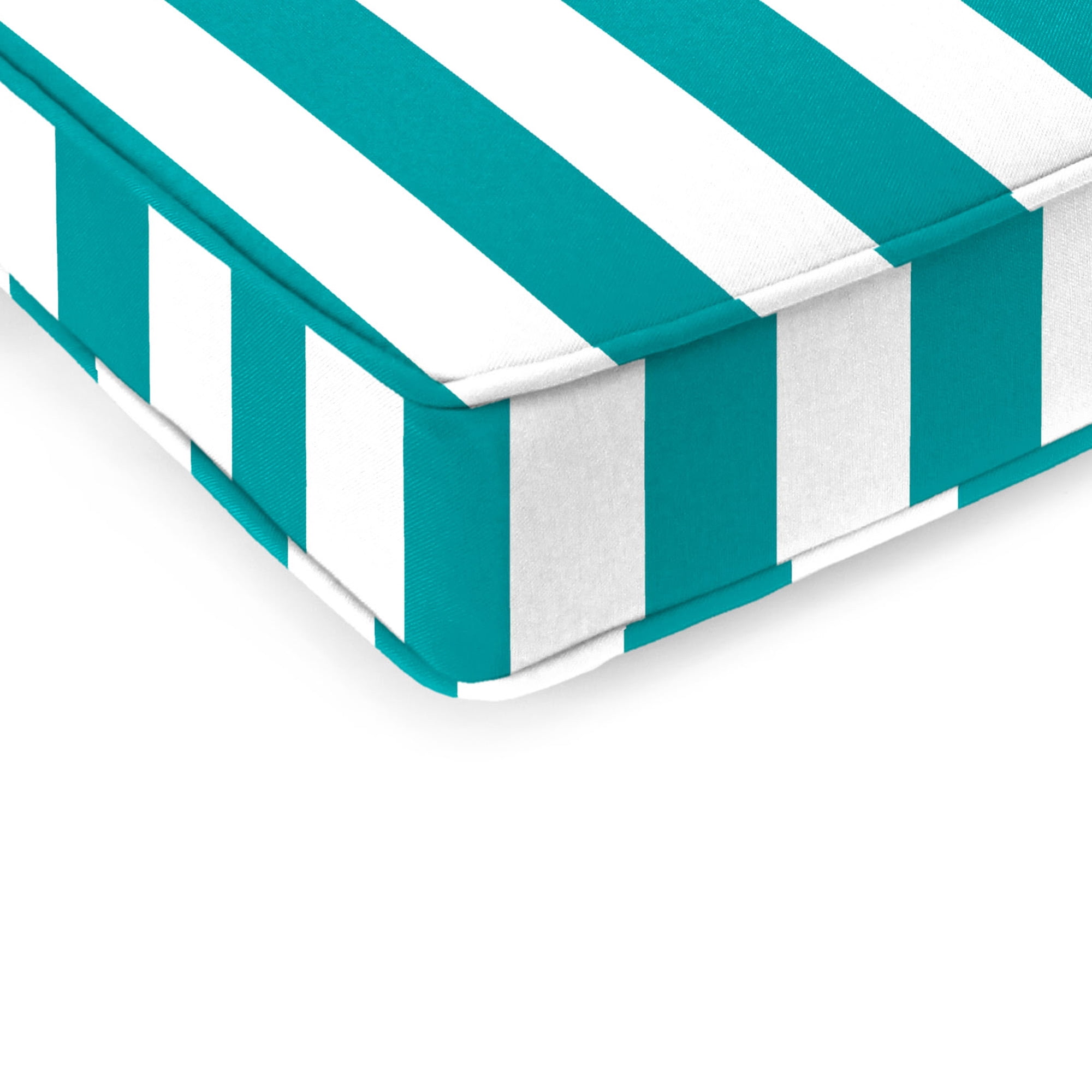 Jordan Manufacturing 47" x 17" Awning Turquoise Stripe Rectangular Outdoor Settee Swing Bench Cushion with Ties and Welt