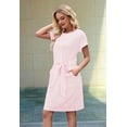 thumbnail image 5 of Women'S Summer Striped Short Sleeve T Shirt Dress Casual Tie Waist with Pockets Pink XXXL, 5 of 10