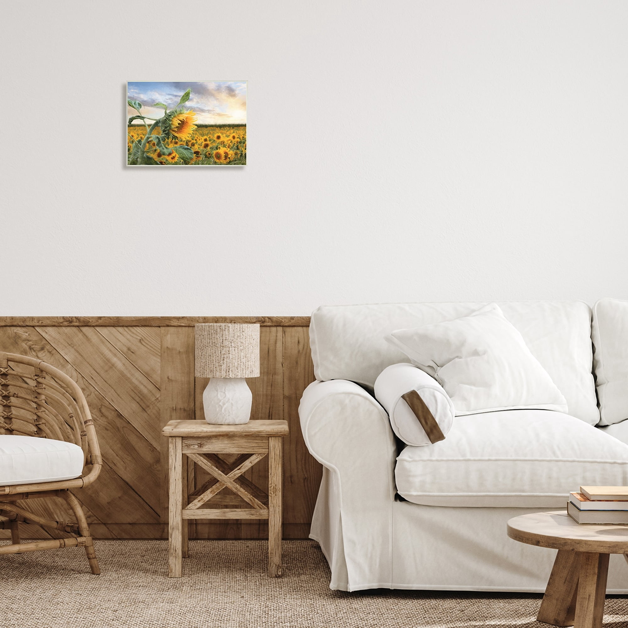 Stupell Industries Bright Yellow Sunflowers Blooming Field Sunshine Sky , 15 x 10, Design by Lori Deiter