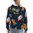 thumbnail image 7 of Sikiie Spaceships and Stars Women's Casual Hoodies Long Sleeve Lightweight Pullover Tops Loose Sweatshirt-Large, 7 of 7