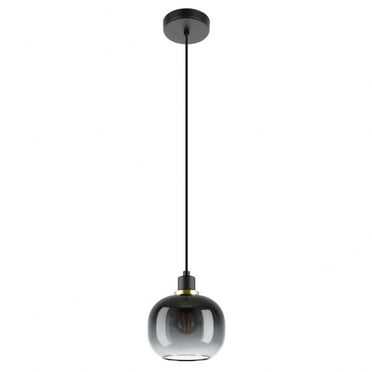 99616A-Eglo Lighting-Oilella - 1 Light Pendant-8.58 Inch Tall and 7.56 Inch Wide-Black/Gold Finish-Black Gray Clear Glass Color