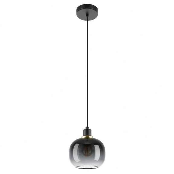 99616A-Eglo Lighting-Oilella - 1 Light Pendant-8.58 Inch Tall and 7.56 Inch Wide-Black/Gold Finish-Black Gray Clear Glass Color