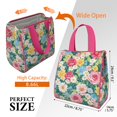 thumbnail image 3 of Pioneer Flower Floral Print Pattern Insulated Lunch Bag for Women & Adults,Large Portable Soft Cooler Lunch Bag,Thermal Food Storage Tote with Pearl Cotton,8.66L,8.75x5.75x9.5 Inch, 3 of 6