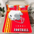 thumbnail image 2 of Feelyou Cartoon Football Helmet Queen Sheet Sets, Red Gold Stripes Lines Flat Sheet, Soccer Sport Lover Queen Fitted Sheet, Super Cozy Room Decor, 4pcs, 2 of 7
