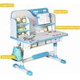 thumbnail image 3 of YNCE Kids Functional Desk and Chair Set, Height Adjustable Children Study Table Chair Set with Cartoon Patternwith Drawer, Multi Bookstand Desk for Boys Girls Age 3-18 (Blue #3), 3 of 8