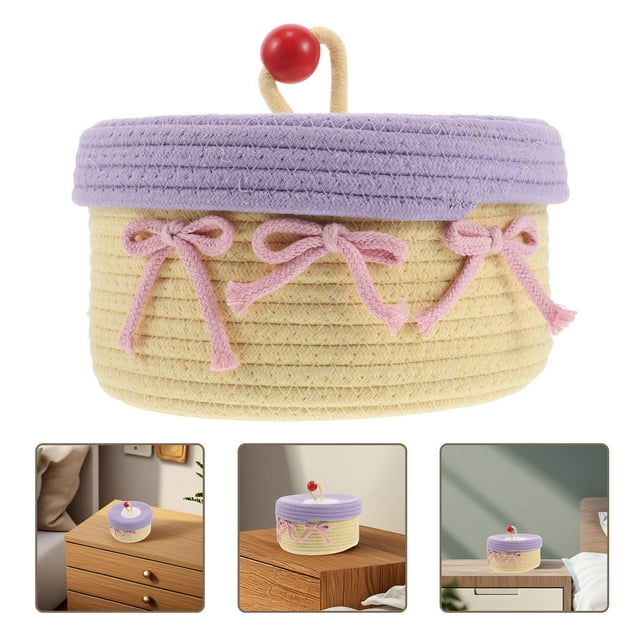 OHOIOLLA Cesta Decorativa Tejida De De Con Para Almacenamiento Y Organización En El Hogar