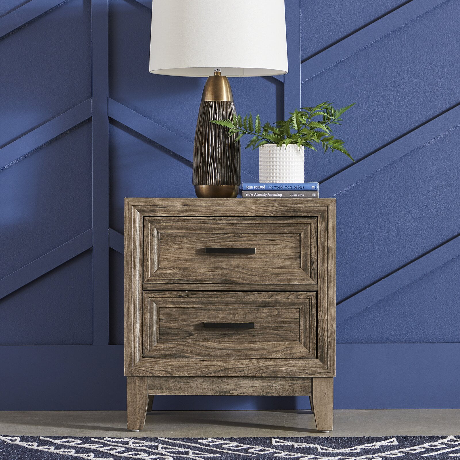 Rhoton 2 Drawer Nightstand, No Assembly Required, Kenlin drawer glides