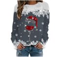 thumbnail image 1 of Fgnfyis Chandails en Molleton de Sport Décontractés à Manches Longues Raglan Col Rond Imprimé Flocon de Neige Rouge de Noël pour Femmes Doublé Gris Foncé L, 1 of 4