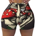 thumbnail image 2 of Lsque Red Mushrooms Pattern High Waisted Biker Shorts for Women-Tummy Control Fitness Athletic Workout Running Yoga Gym Shorts,Moisture-Wicking-, 2 of 9