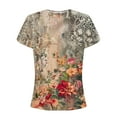 thumbnail image 5 of HAPIMO Women' Plus Size Flowy Round Neck Tees Summer Tops for Women Elegant Pleated Blouses Fashion Clothes Casual Loose Flower Print Tops Dressy Tunic Multicolor XXL, 5 of 6