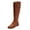 Brown, variant on YDN Women Fashion Round Closed Toe Knee High Boots Braid Flats Block Low Heels Side Zippers Shopping Daily Shoes Size 7 Green