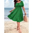 thumbnail image 5 of Robe Décontractée Grande Taille pour Femmes, Robe Smock à Manches Courtes Froissée et Col Carré, 5 of 5