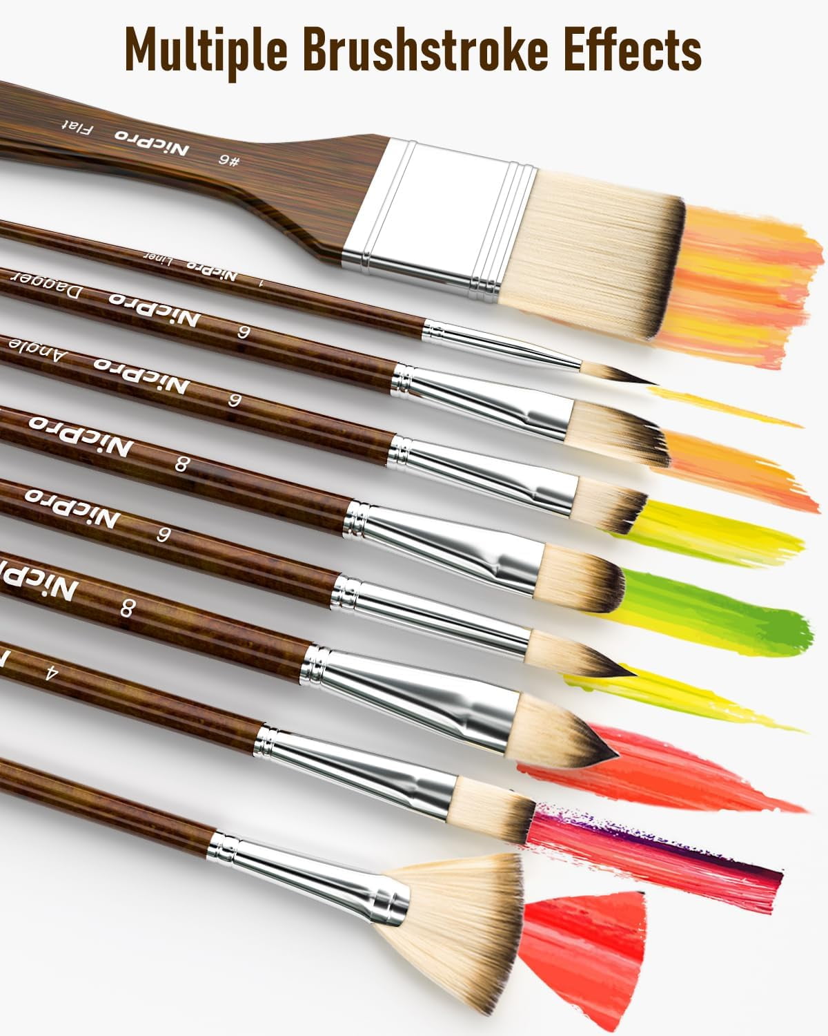 26pcs Paint Brush Set, Professional Paintbrushes with Paint Spatula and Cloth Roll, Craft Paint Brushes for Acrylic Painting, Oil, Watercolor, Gouache, Art Supplies for Artists and Beginners
