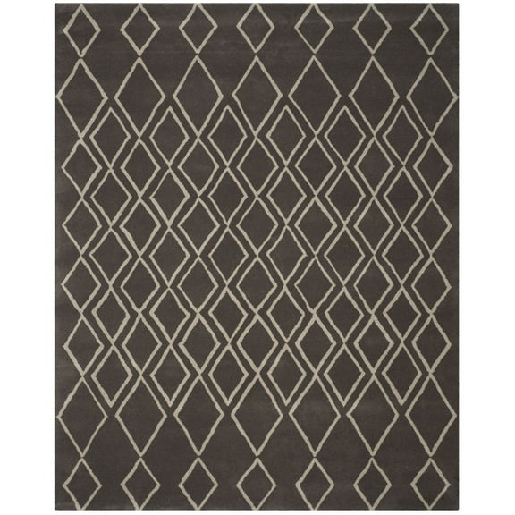 SAFAVIEH Soho Eden Geometric Wool Area Rug, Ivory/Dark Grey, 3'6" x 5'6"