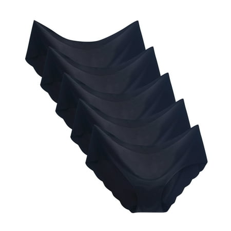 Prolriy Underwear Women Pack Breathable Non- Solid 5 Color Sexy Midwaist Ice Silk Underwear Women s Womens Underwear Panties for Women Black S