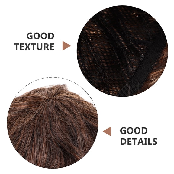 UPOUART Men's Short Brown Synthetic Wig Lightweight and Realistic Hairpiece for Daily Wear and Casual Style