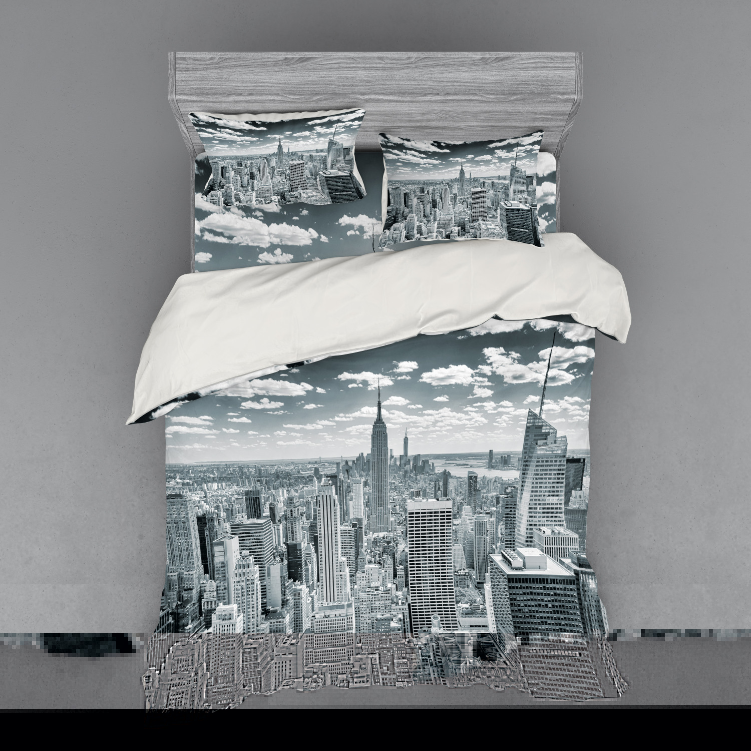 thumbnail image 2 of Ambesonne City Bedding Set 3 Pcs, Manhattan Urban Scenery, Twin, Grey, 2 of 3