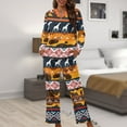 thumbnail image 6 of Kuiaobaty Christmas Giraffe Print Pajamas Set for Women 2pcs Long Sleeve Button Down Sleepwear Nightwear Soft Pjs Lounge Sets Tops and Pants with Pockets, Size XL, 6 of 7
