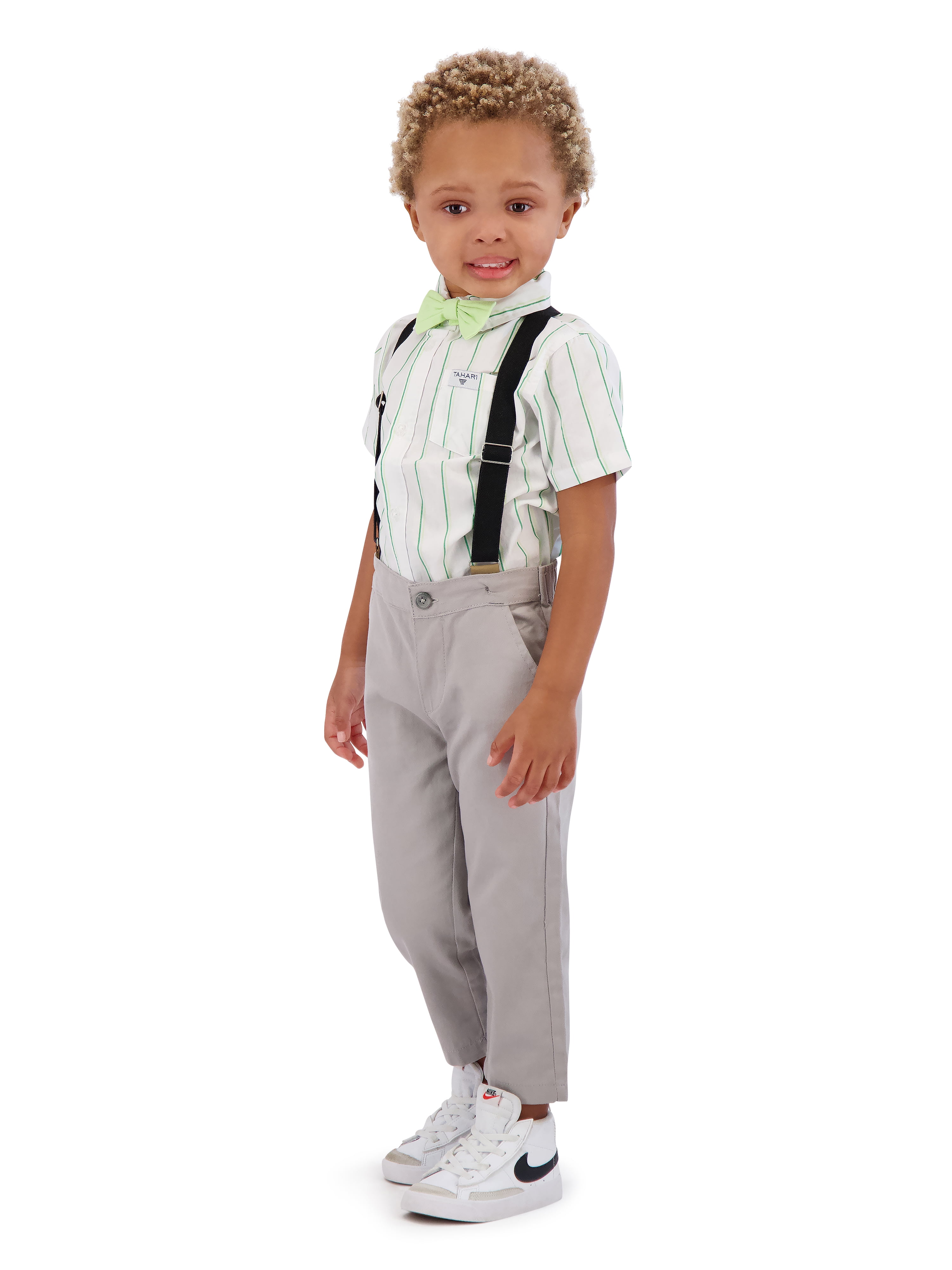 Tahari Toddler Boy Green Bow Tie & Suspender Pant Set, Size 2T-4T