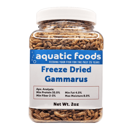 Gammarus Shrimp--Freeze Dried. Great for All Tropical Fish, Marine Fish, Cichlids, Carnivores, Discus, Coldwater Fish, Goldfish, Koi, Turtles Even Birds and Reptiles...2oz Small Jar