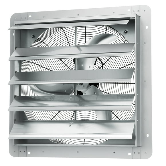KFFKFF 24'' Exhaust Shutter Fan, Swift 3320 CFM, Wall-Mounted Aluminum Attic Fan with AC Engine, Ideal for Ventilating and Cooling Greenhouses, Garages, Sheds, and Workshops, FCC Certified