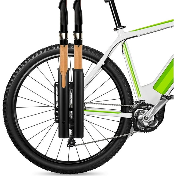 Fishing Rod Holder for Bike 2 Tubes Rod Holder Bicycle Fishing Rod Rack Holds 2 Rods Easily Mount Fishing Poles to Bike, Secures Fishing Rods for Bicycle Fishing