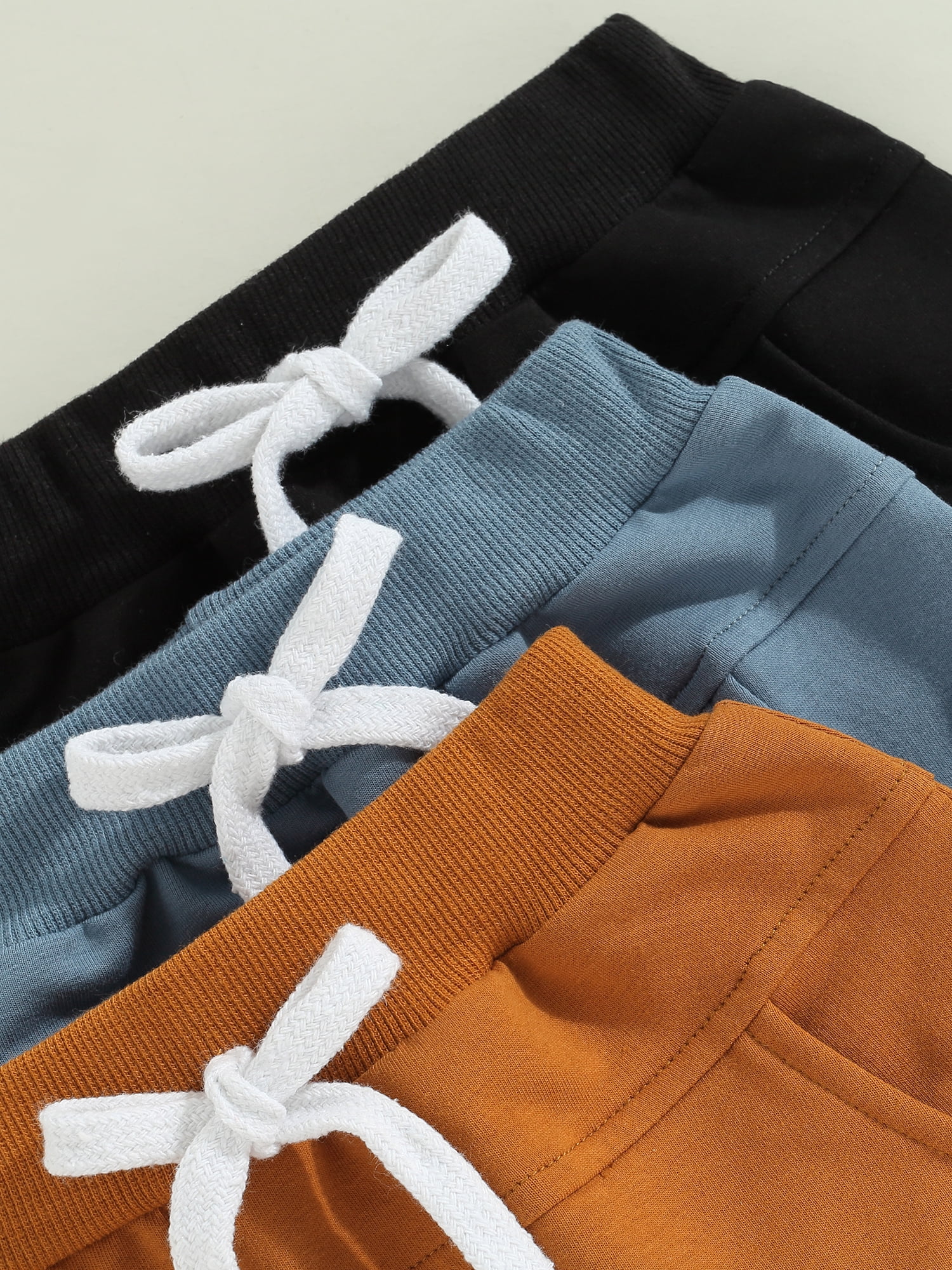 3-Pack Kids Casual Solid & Striped Pants Shorts Set