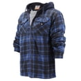 thumbnail image 2 of Men's Heavyweight Flannel Zip Up Fleece Lined Plaid Sherpa Hoodie Jacket (613R - Navy/Blue, XL), 2 of 5