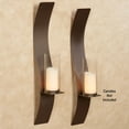 thumbnail image 2 of Sinuous Wall Sconce Pair Rich Bronze - Handcrafted Steel - Glass Hurricane - Set of 2 - Metal Sconces Holder for Bedroom, Bathroom, Living Room, Kitchen Walls Large 32 Inches High, 2 of 5