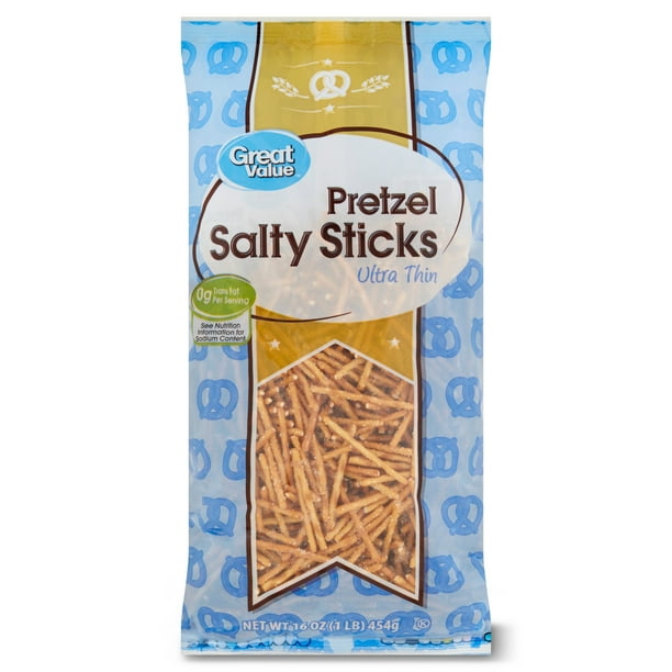 Great Value Pretzel Sticks, Ultra Thin Salty, 16 oz