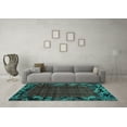 thumbnail image 3 of Ahgly Company Indoor Square Abstract Turquoise Blue Modern Area Rugs, 5' Square, 3 of 4