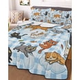 thumbnail image 3 of Quilts Twin Size Bedding Set, Blue Plaid Cat Lightweight Quilted Comforter, Funny Cute Fish Leaves Bubble Soft Reversible Bedspread Coverlet with Pillow Covers for All Season, 68" x 86", 3 of 7