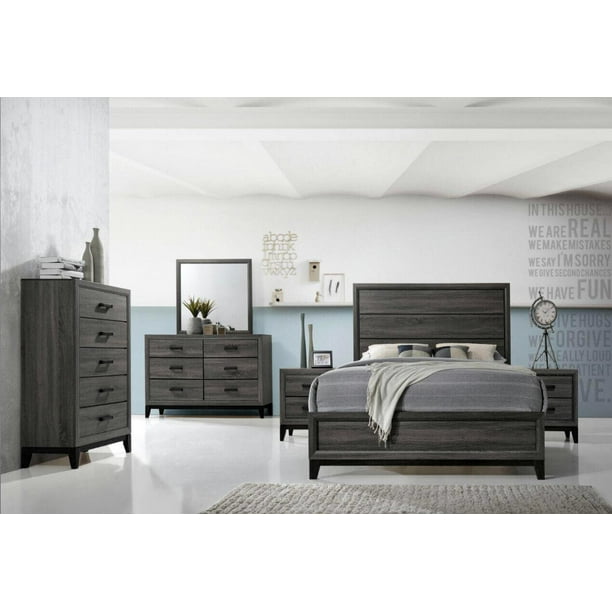Modern Grey Matt Finish King Bedroom Set 5 Pcs Global USA ...