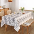 thumbnail image 6 of 60x102 Boho Rectangle Tablecloth Linen Farmhouse Tablecloth Waterproof Decorative Fabric Table Cloth for Kitchen Dining Bohemian Tablecloth for 6 Feet Table,Grey, 6 of 6