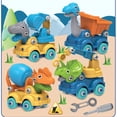 thumbnail image 2 of 4 Pack Dinosaur Car Toys With Screwdriver Educational Stem Building Kit For Kids Nut Bolt Assembly Construction Vehicles Model Playset 0.79Lbs, 2 of 4