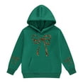 thumbnail image 3 of KKBOTIVE Girls Bow Printed Hoodies, Fashion Hooded Sweatshirt, Kids Casual Cozy Soft Pullover Top ( Dark Green Size: 5-6 years ), 3 of 3