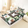 thumbnail image 4 of Castle Fairy Vintage Patchwork Wildlife Twin Sheets 3pcs,Elk Bear Duck Pine Arrow Bedding,Sage Brown Off White,1 Fitted Sheet, 1 Flat Sheet and 1 Pillowcase, 4 of 6