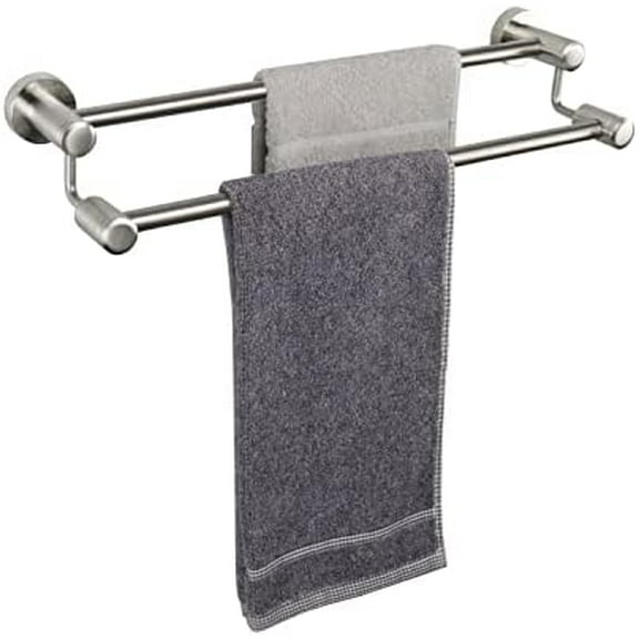 Double Bath Towel Bar - Thicken SUS304 Stainless Steel Towel Rack for Bathroom, Bathroom Accessories Double Towel Rod Heavy Duty Wall Mounted Towel Holder (Brushed Nickel, 16 in)