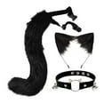 thumbnail image 1 of Runquan 3x Peluche Oreilles et la Queue Ensemble Femmes Filles Couvre-Chef Collier Choker Ensemble Noir, 1 of 6