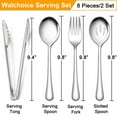 thumbnail image 5 of Walchoice 8 Pieces Serving Utensils Set, Stainless Steel Hostess Set, Includes Slotted Spoon/Serving Spoon/Serving Fork/Serving Tongs, Mirror Polished & Dishwasher Safe, 5 of 6