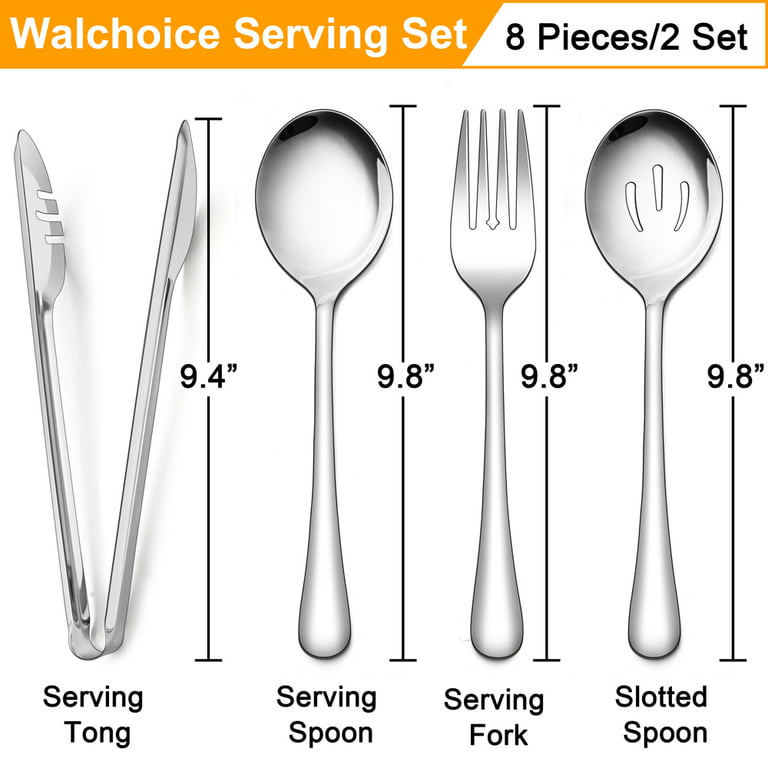 Silverware Set For 10,Includes 6-Piece Hostess Serving Utensil  Set,Stainless Steel Modern Flatware Set,Mirror-Polished Cutlery Kitchen  Eating Utensils