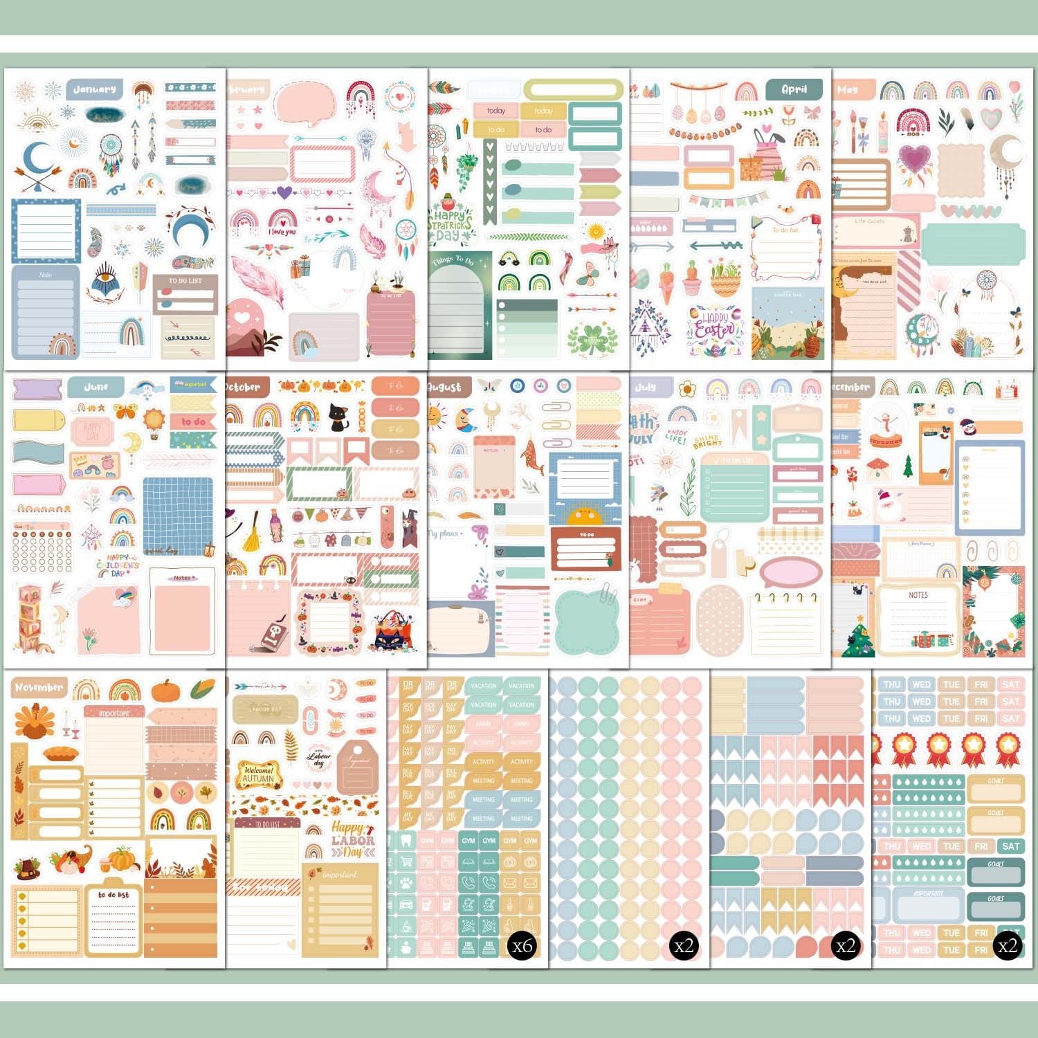 Iuhan 3Pcs Planner Stickers, Must-Have Organizer Stickers for Planning, Reliable Schedule Stickers, Colorful Task and Appointment Stickers for Journal, Diary, Calendar