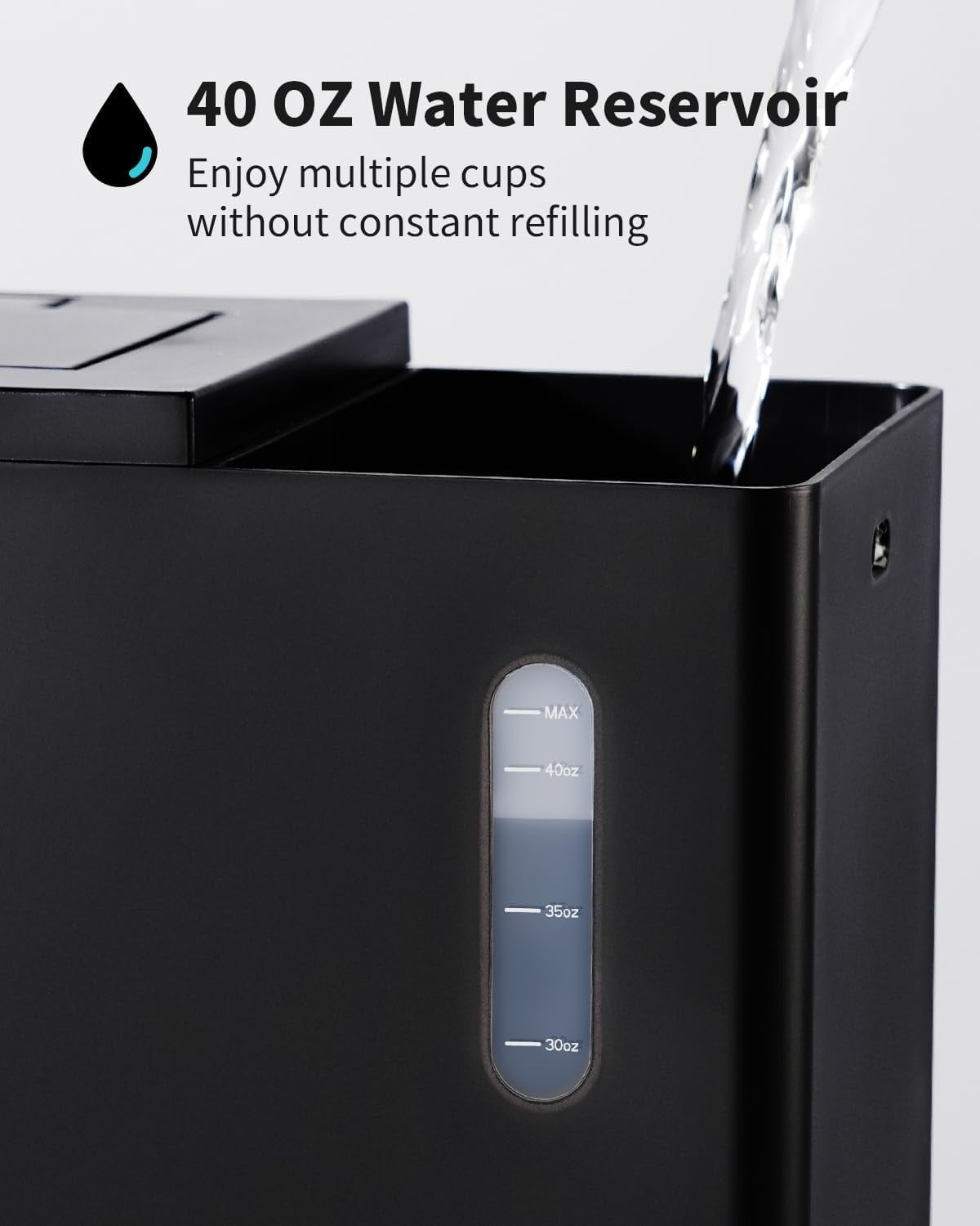 Single Serve Coffee Maker – Hot & Iced, K Cup & Ground Compatible, Reusable Pod Filter, 6–16oz Brew Sizes, 40oz Water Tank, Easy-to-Use, Black