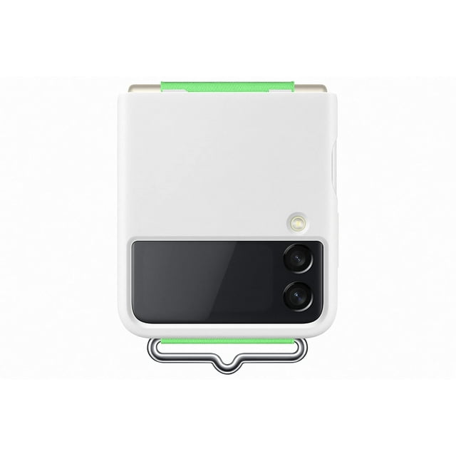 Funda de silicona para Samsung Galaxy Z Flip3 con correa, color blanco