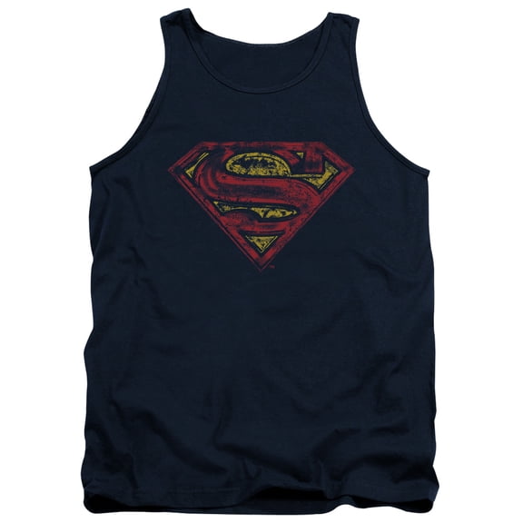 Superman S Shield Rough Adult Tank Top Navy