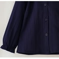 thumbnail image 4 of Conti Kids Little Girls Peter Pan Ruffle Collar Bell Long Button-Down Navy Shirts Blouse 3-4 Years, 4 of 6