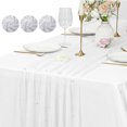 thumbnail image 4 of 3PCS Pearl Gauze Table Runner 10FT Sheer Tablecloth Elegant Dining Table Decor for Home Party Holiday Wedding, 4 of 8