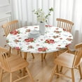 thumbnail image 3 of Round Fitted Tablecloth with Elastic Edges Fits 36"-44" Round Tables Pioneer Colorful Floral Waterproof Table Cover Washable Indoor and Outdoor for Party Kitchen Dinner Banquet Patio Picnic, 3 of 7