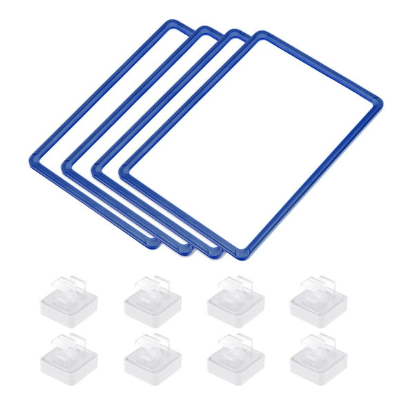 4pcs Magnetic Label Holder, 12 x 9 Inch A4 Shelf Label Card Sign Frame with Base for Metal Shelf Rack, Blue