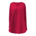 thumbnail image 3 of Yigetop Lightweight Hoodies for Women, Women's Cotton Linen Long Sleeved Hooded T Shirt Beach Long Sleeved V Neck Large Pocket Shirt Top Womens Hoodies Red S, 3 of 6